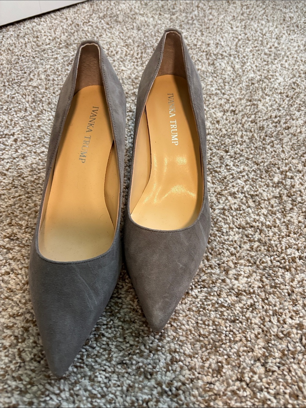 Ivanka Trump Classic Gray Pointed-Toe Suede Pumps - Women - Picture 2 of 4